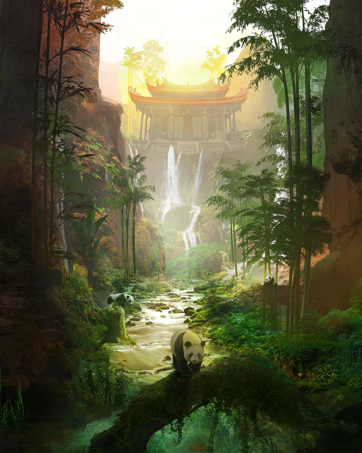 Mystical_ Panda_ Sanctuary Wallpaper