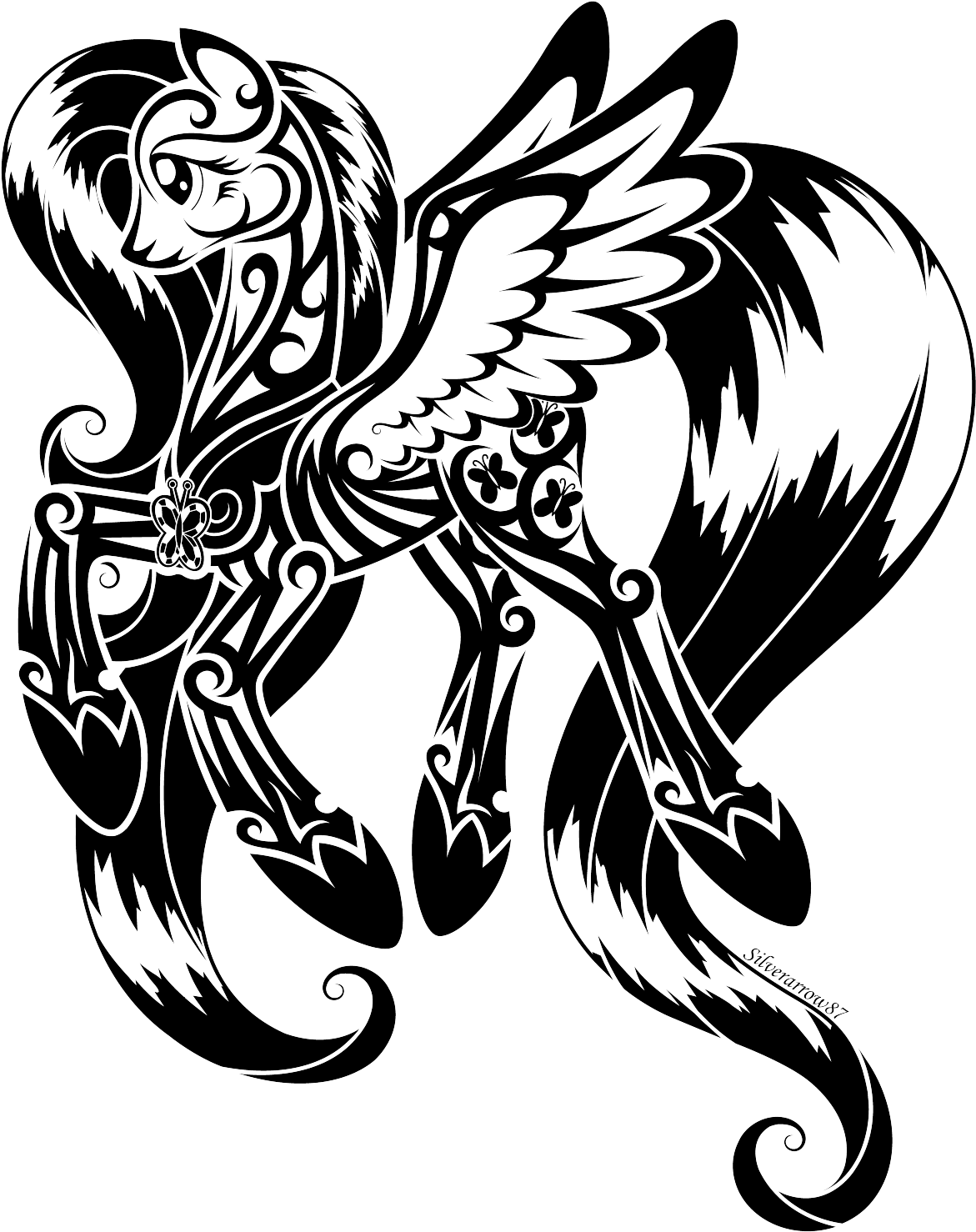 Mystical Pegasus Tattoo Design PNG