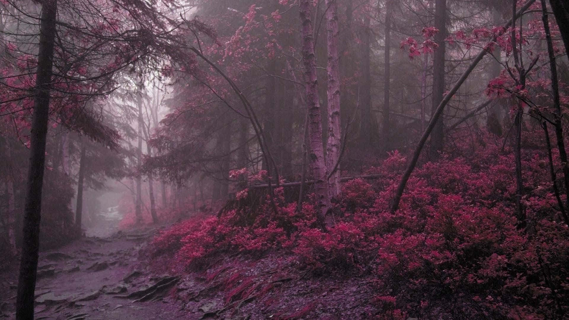 Mystical_ Pink_ Forest_ Fog Wallpaper