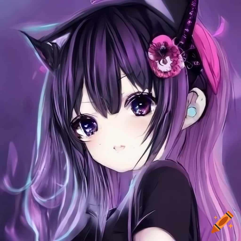 Mystical_ Purple_ Anime_ Girl Wallpaper