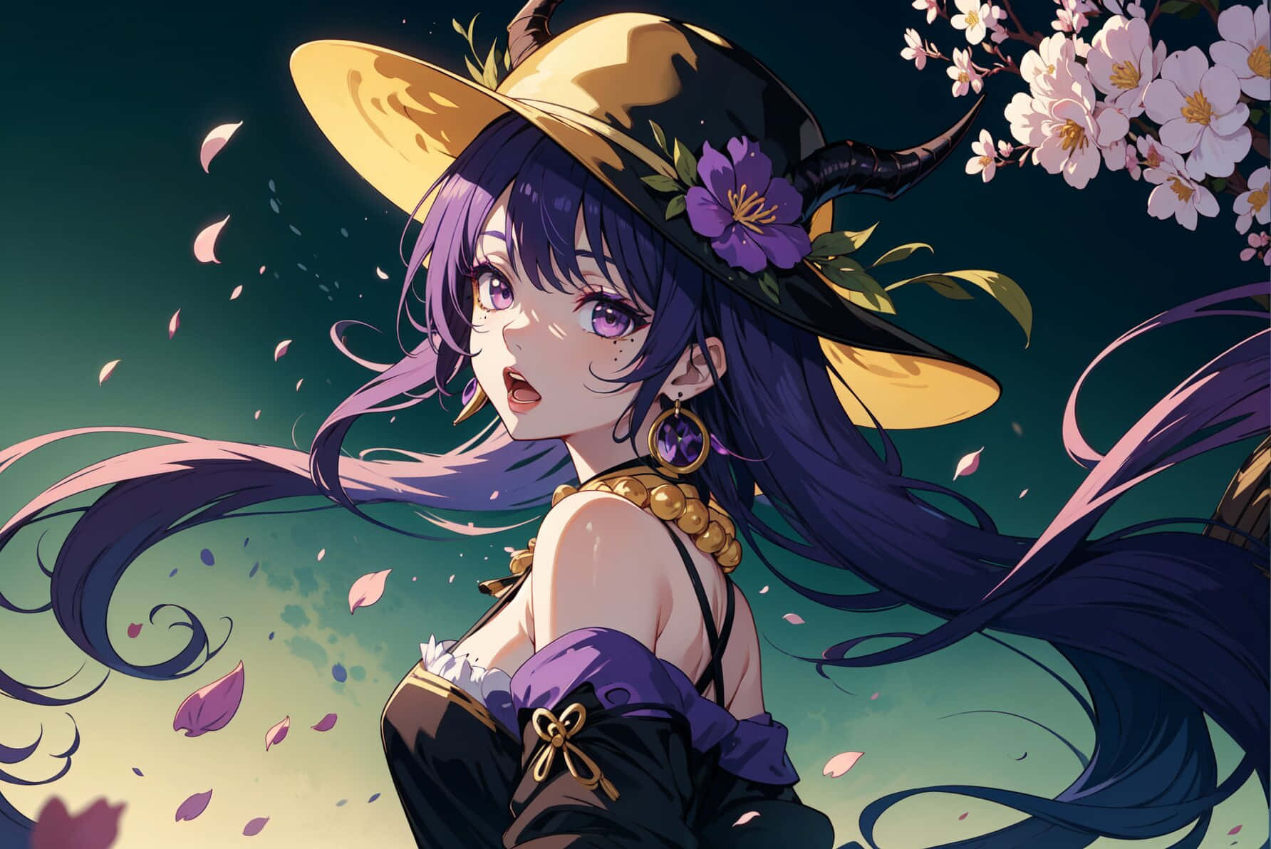 Mystical_ Purple_ Anime_ Witch Wallpaper