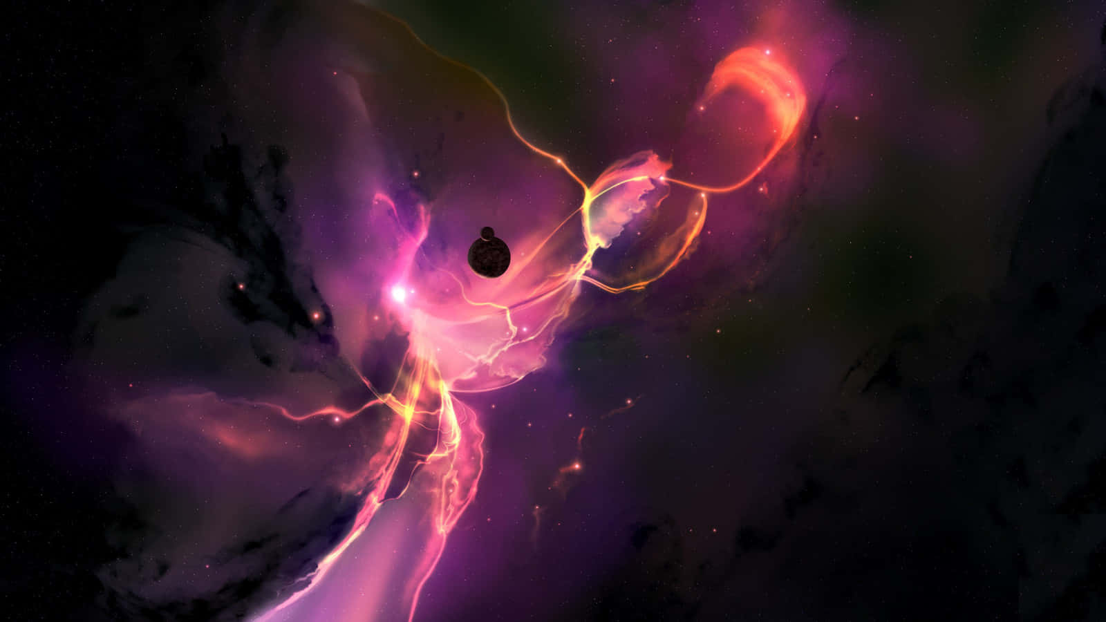 Mystical Purple Aura Space Wallpaper