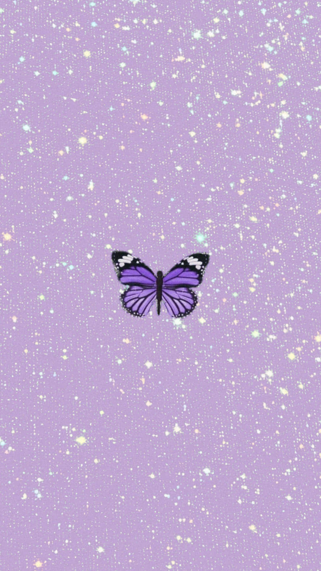 Mystical Purple Butterfly On Floral Background