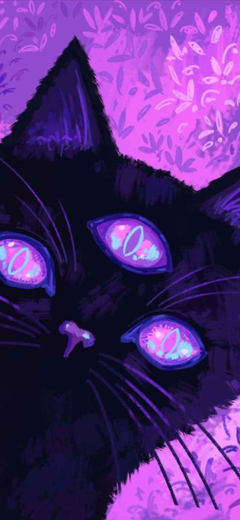Mystical_ Purple_ Cat_ Art Wallpaper