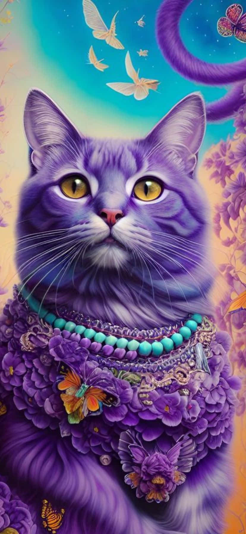 Mystical_ Purple_ Cat_ Fantasy_ Artwork.jpg Wallpaper