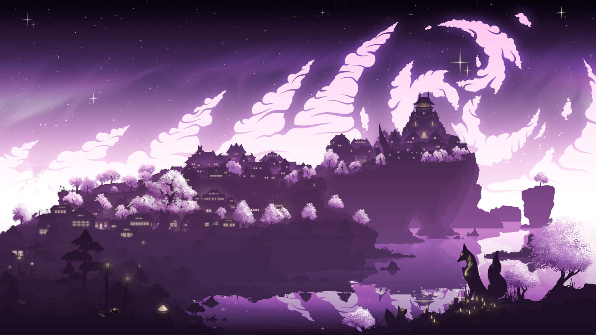 Mystical Purple Landscape Wallpaper