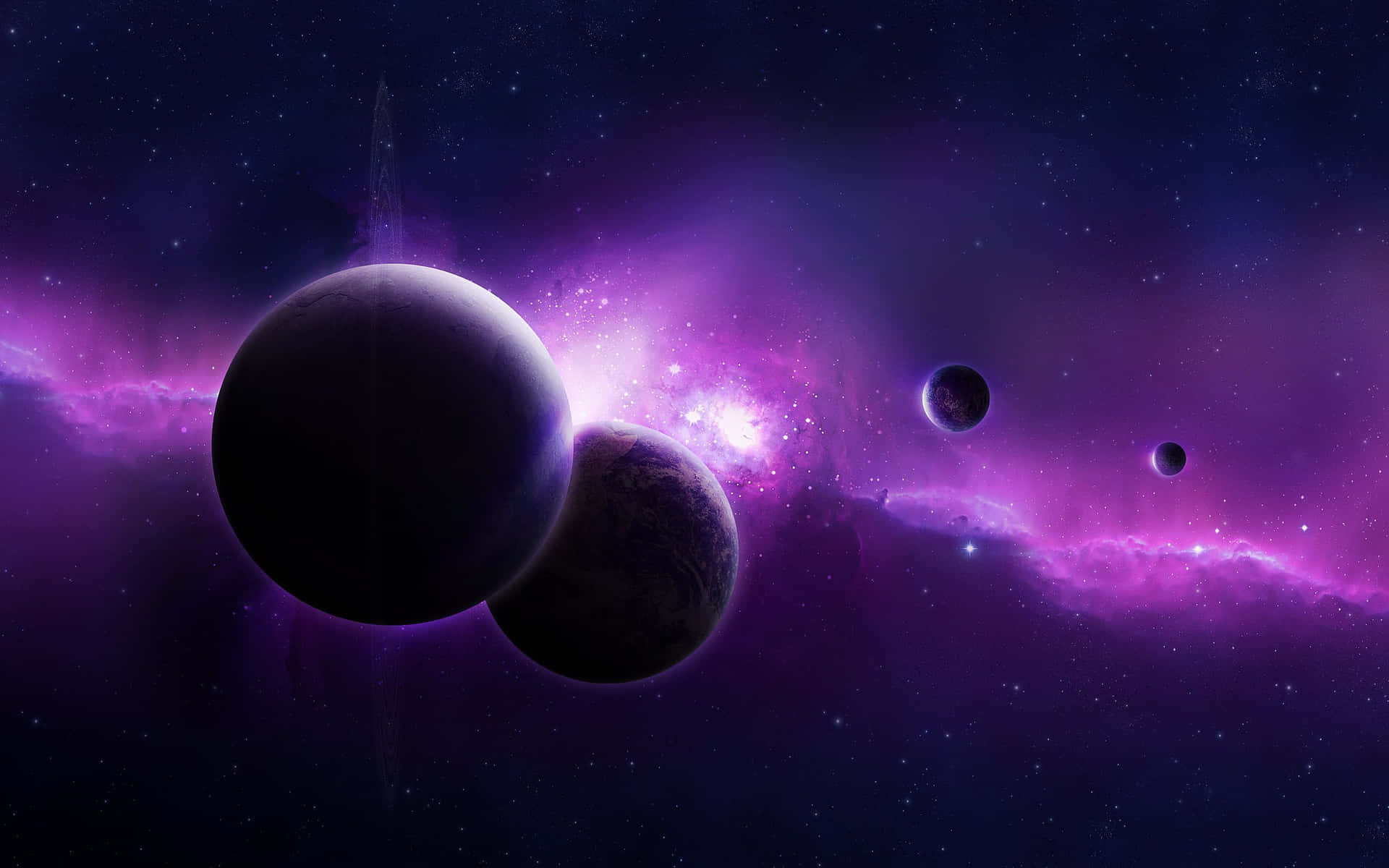 Mystical Purple Planetary Alignment Wallpaper
