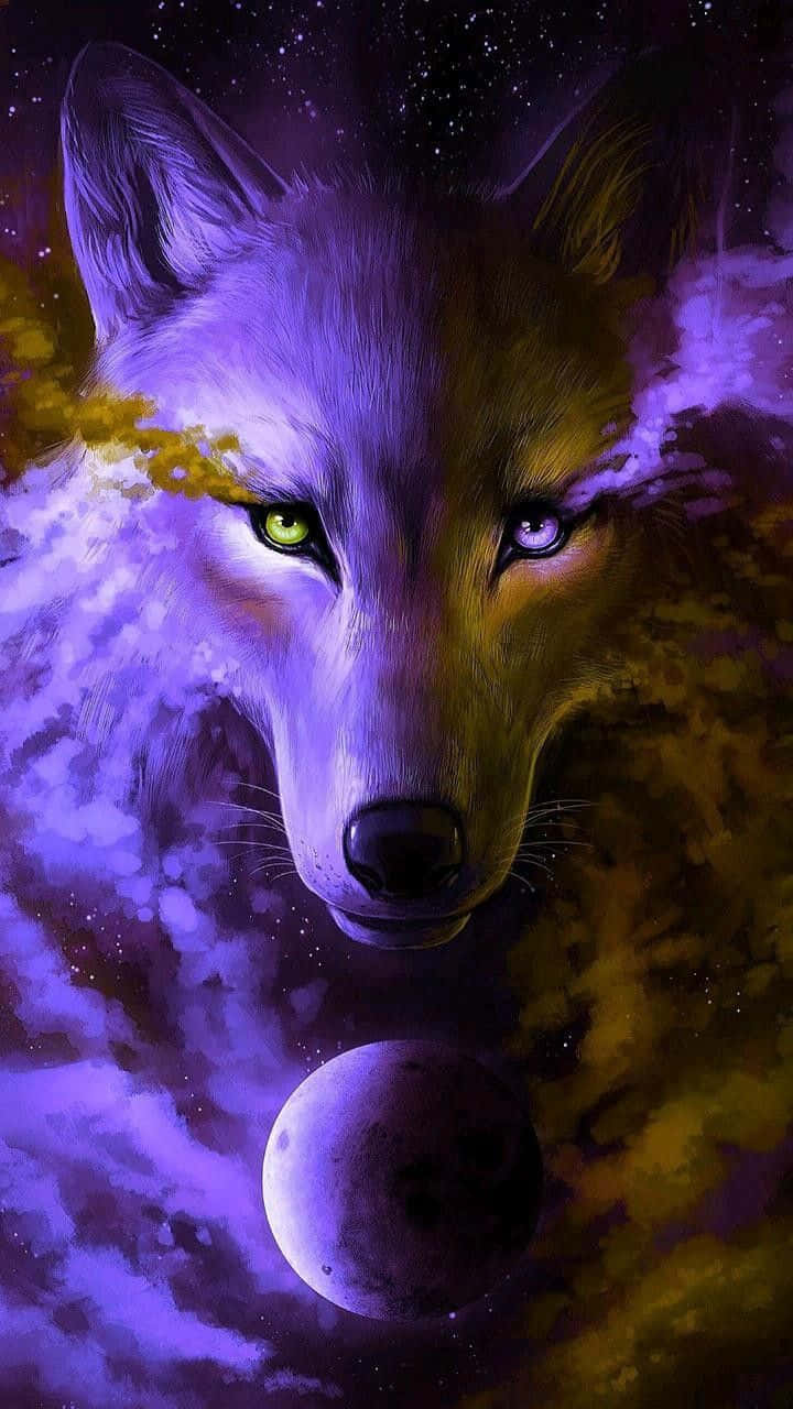 Mystical_ Purple_ Wolf_and_ Cosmos Wallpaper