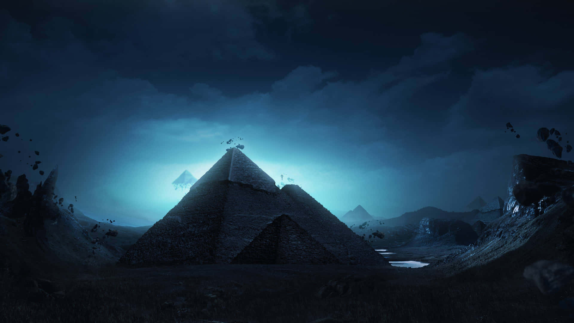 Mystical_ Pyramids_ Night_ Scene Wallpaper