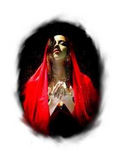 Mystical_ Red_ Veil_ Woman PNG
