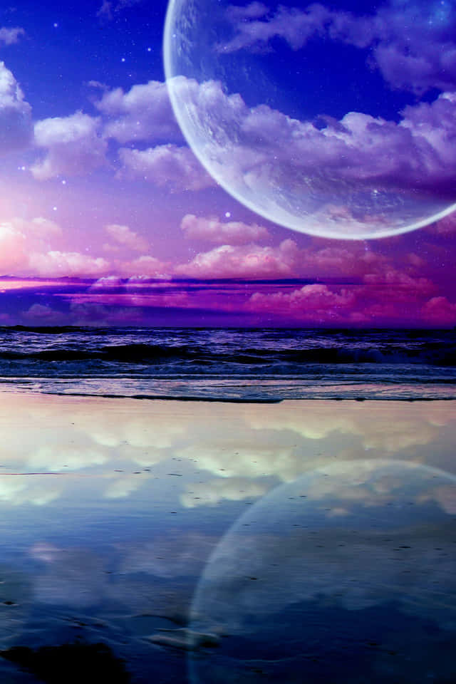 Mystical Sci-fi Beach At Twilight Wallpaper