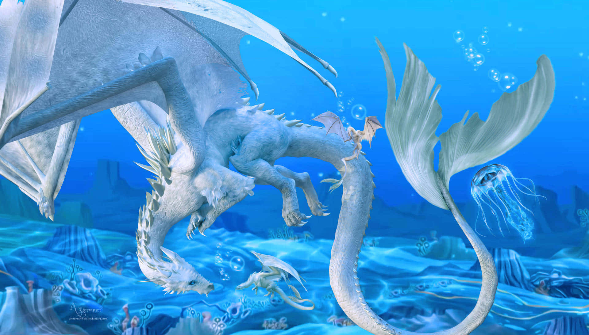 Mystical Sea Dragon Encounter Wallpaper