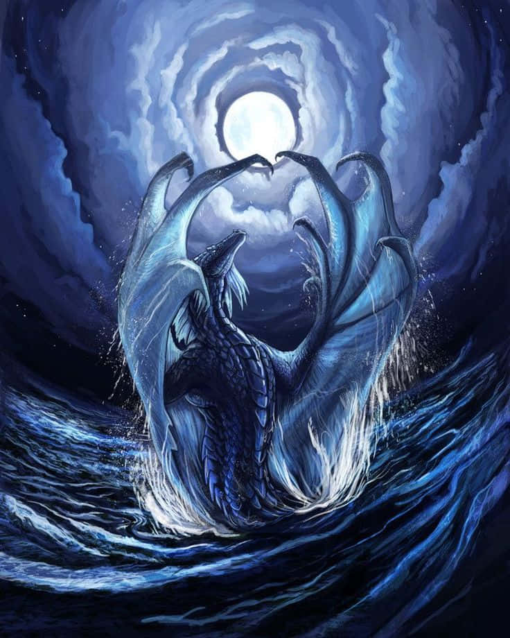 Mystical Sea Dragon Moonlit Dance Wallpaper