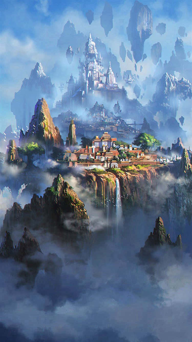 Mystical_ Sky_ Castle_ Fantasy_ Scene.jpg Wallpaper