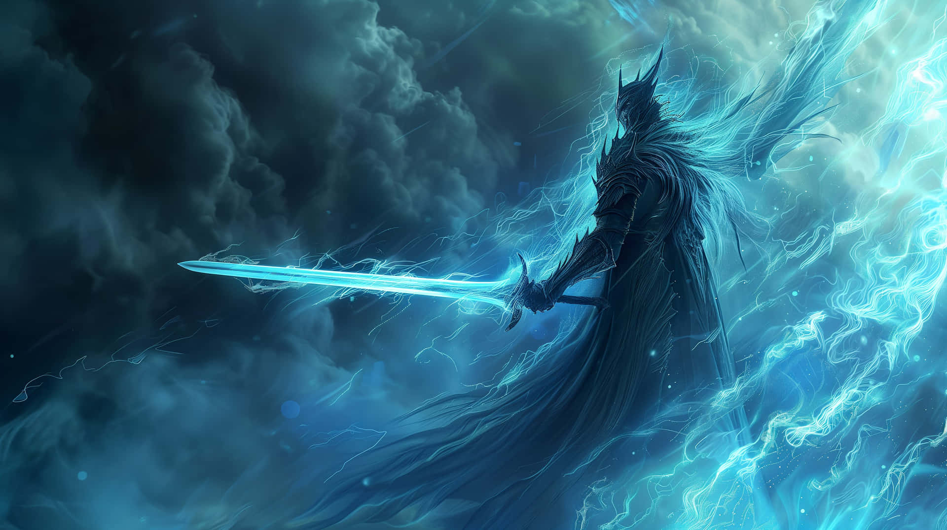 Mystical_ Sorcerer_with_ Electric_ Blade Wallpaper