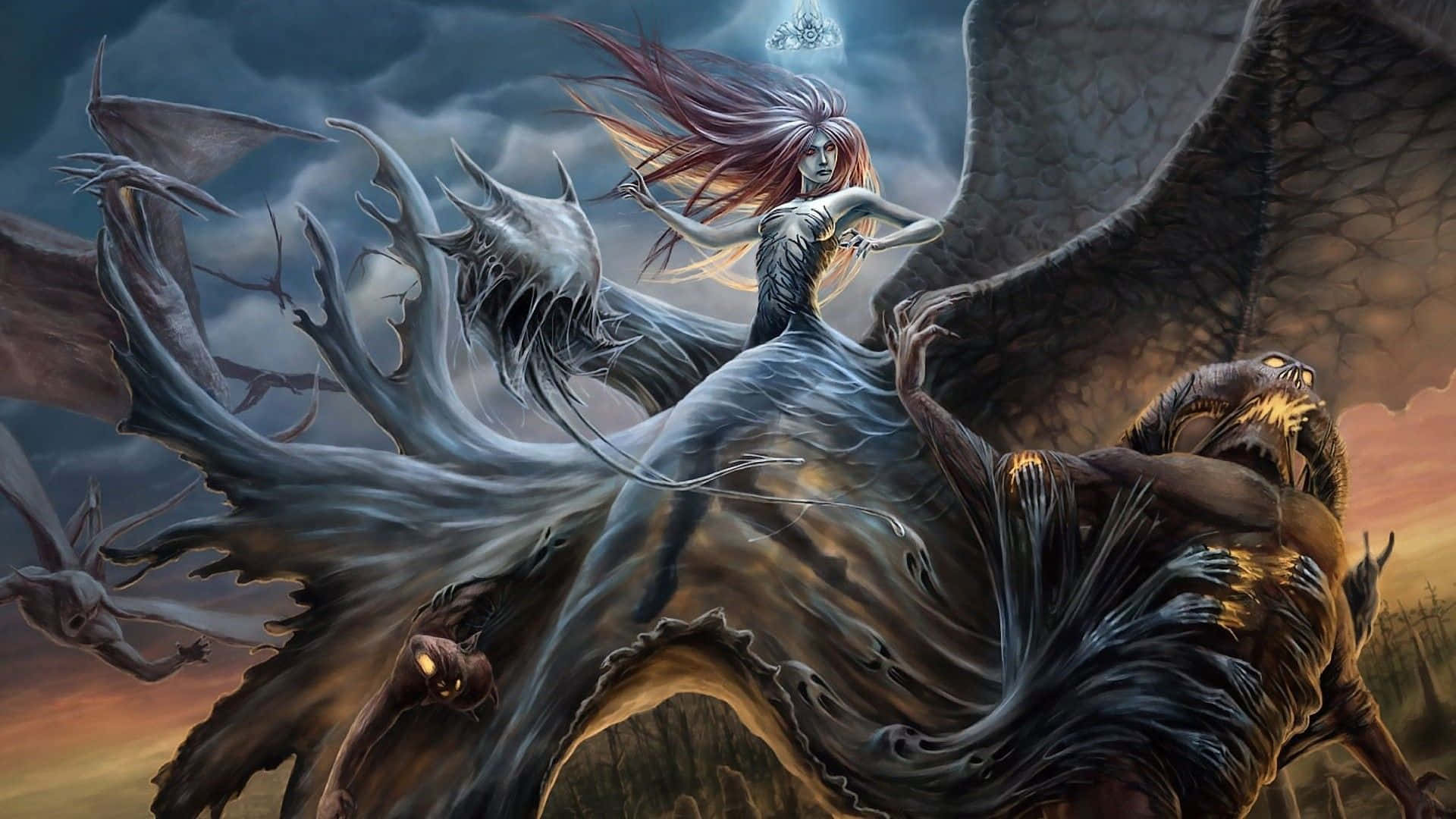 Mystical_ Sorceress_and_ Dragon_ Battle.jpg Wallpaper
