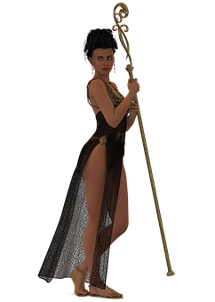 Mystical_ Sorceress_with_ Staff PNG