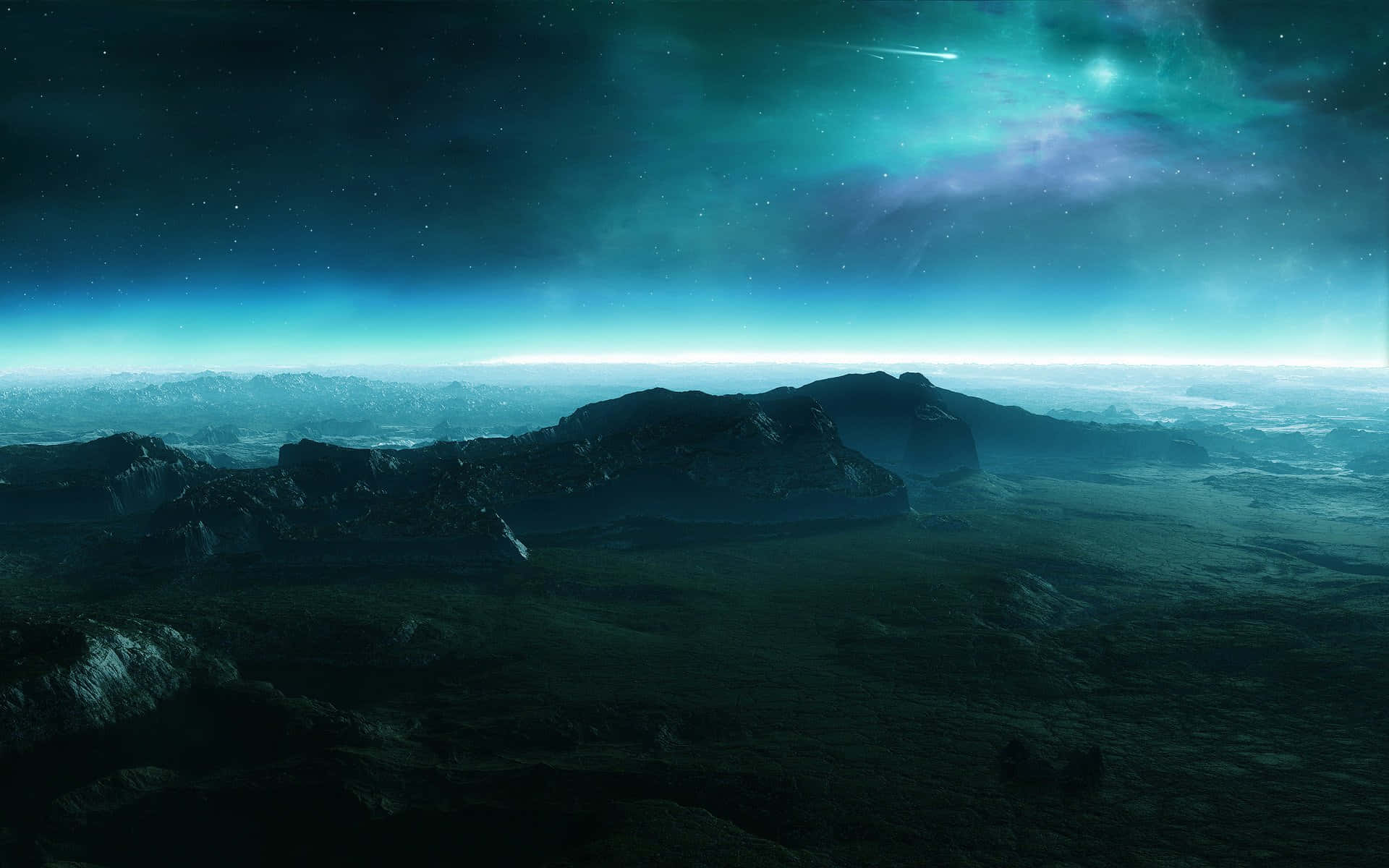 Mystical_ Space_ Landscape_with_ Aurora Wallpaper