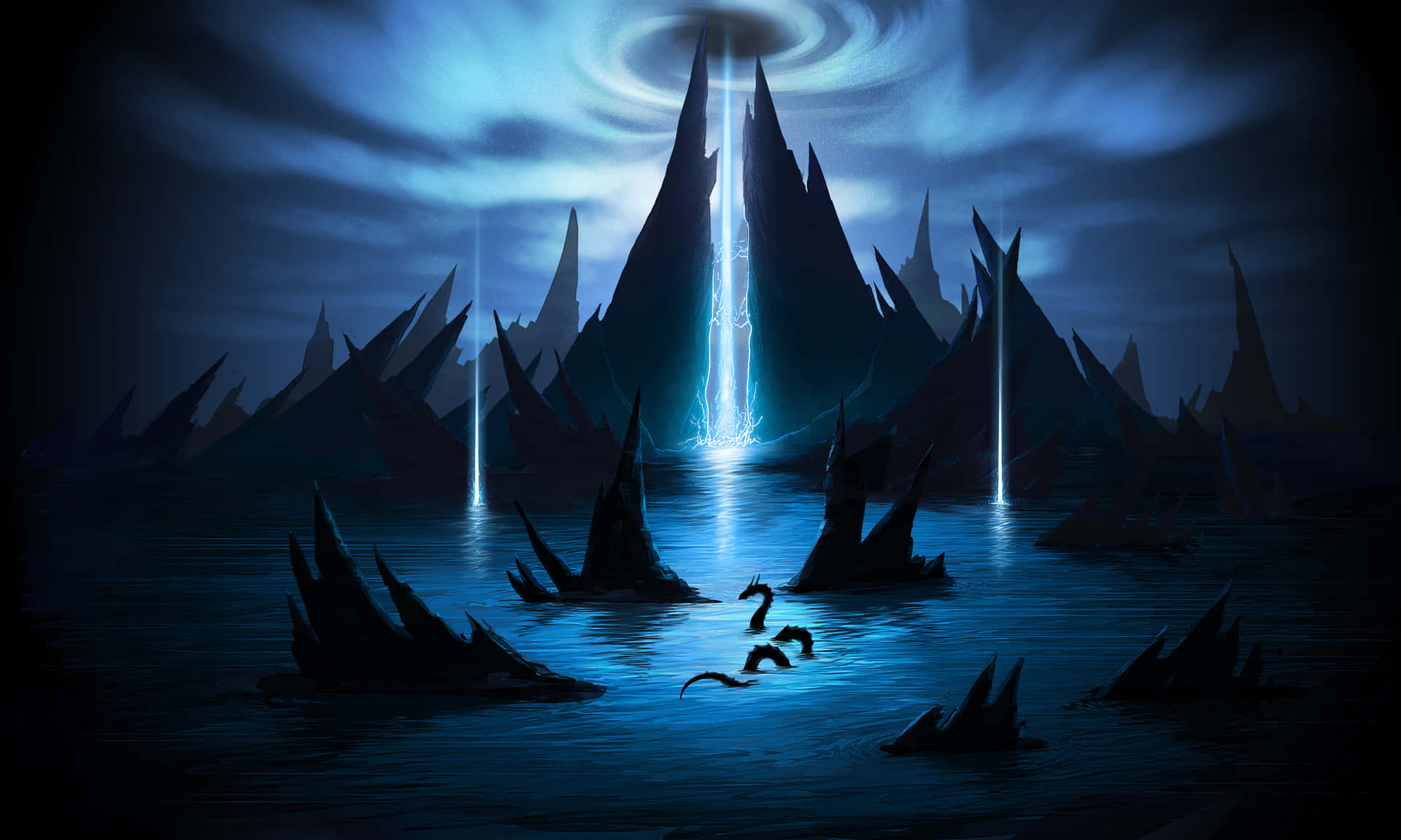 Mystical_ Spire_ Aurora_ Lake Wallpaper