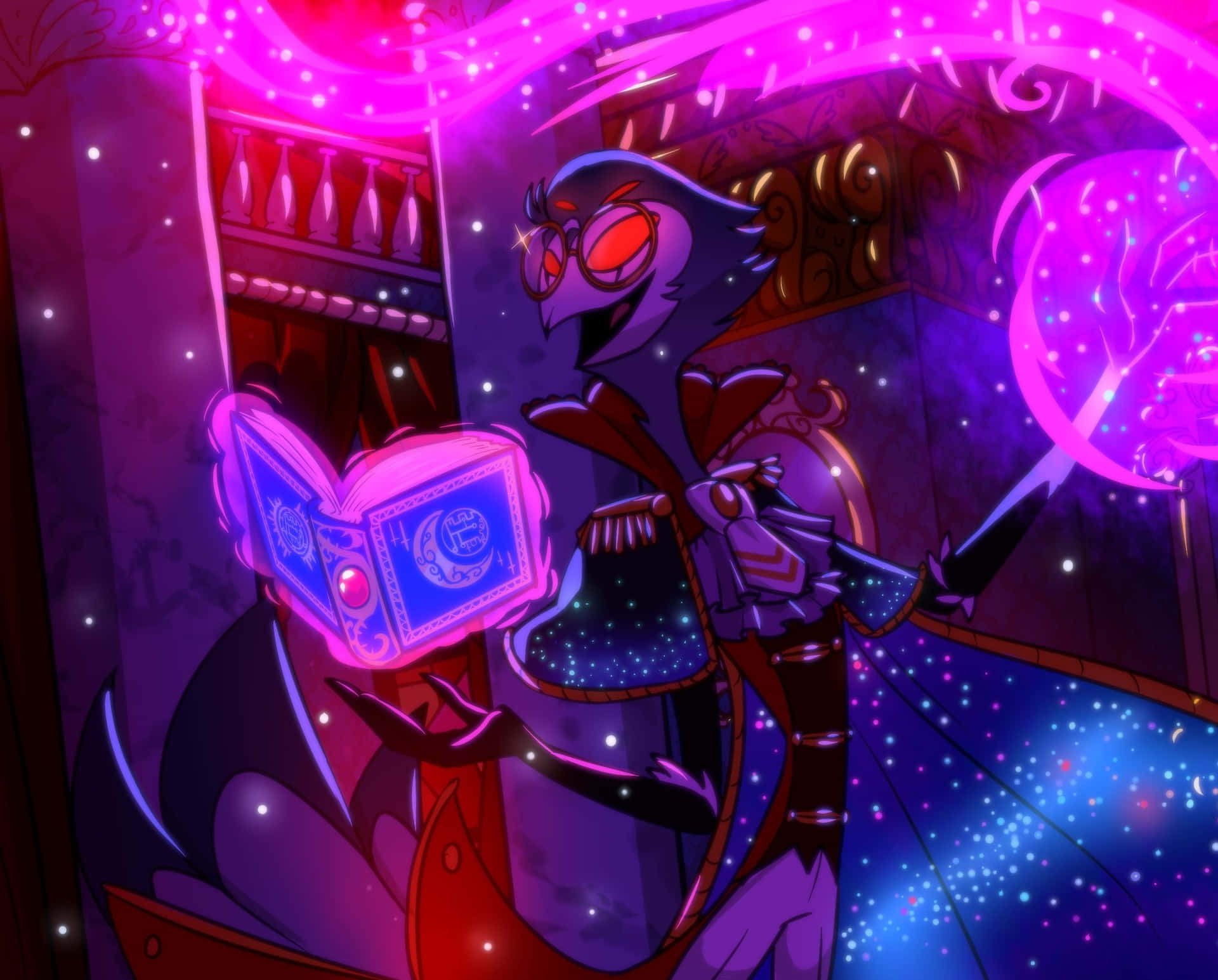Mystical_ Stolas_ Reading_ Magical_ Tome Wallpaper
