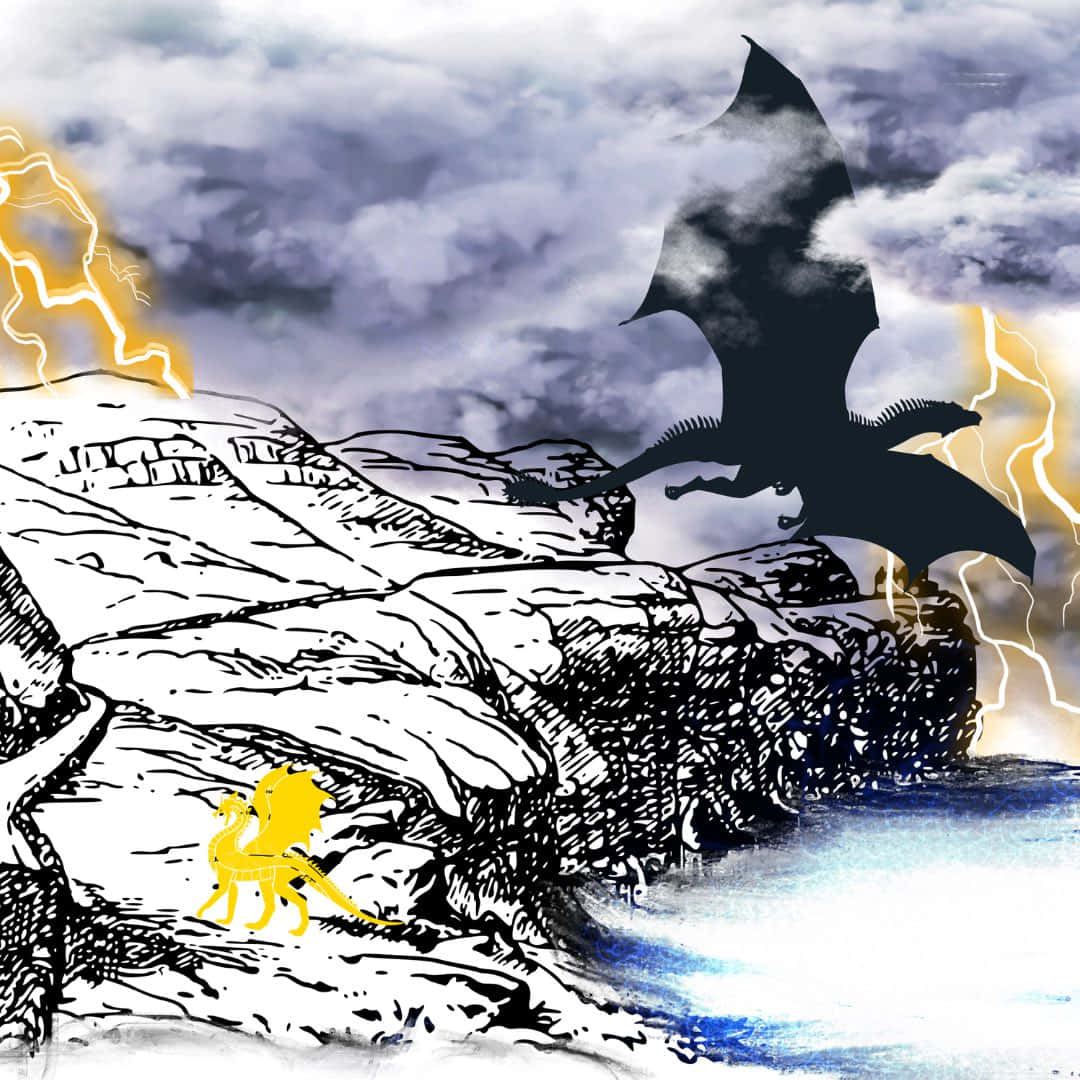 Mystical Storm Dragon Cliffside Wallpaper