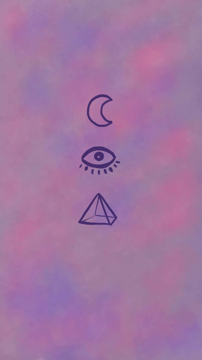 Mystical Symbols Purple Backdrop Wallpaper