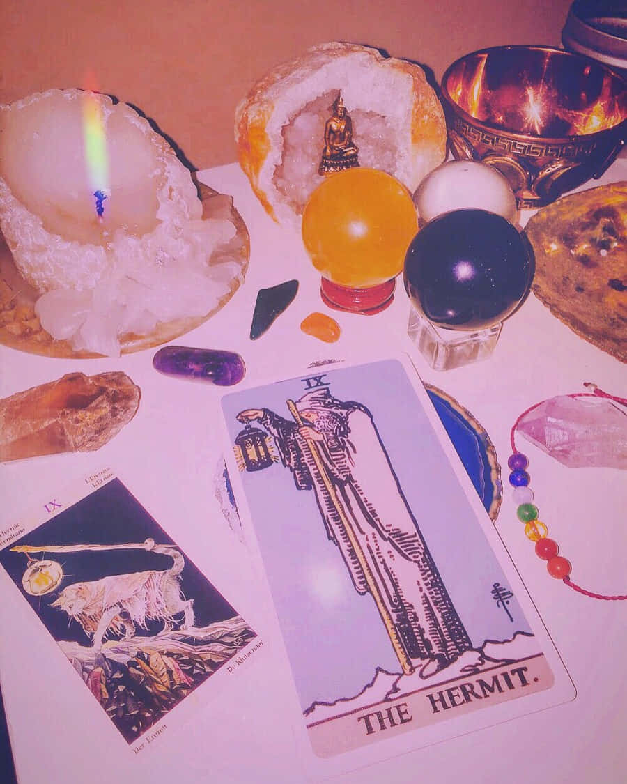 Mystical_ Tarot_ Hermit_and_ Crystals_ Aesthetic.jpg Wallpaper