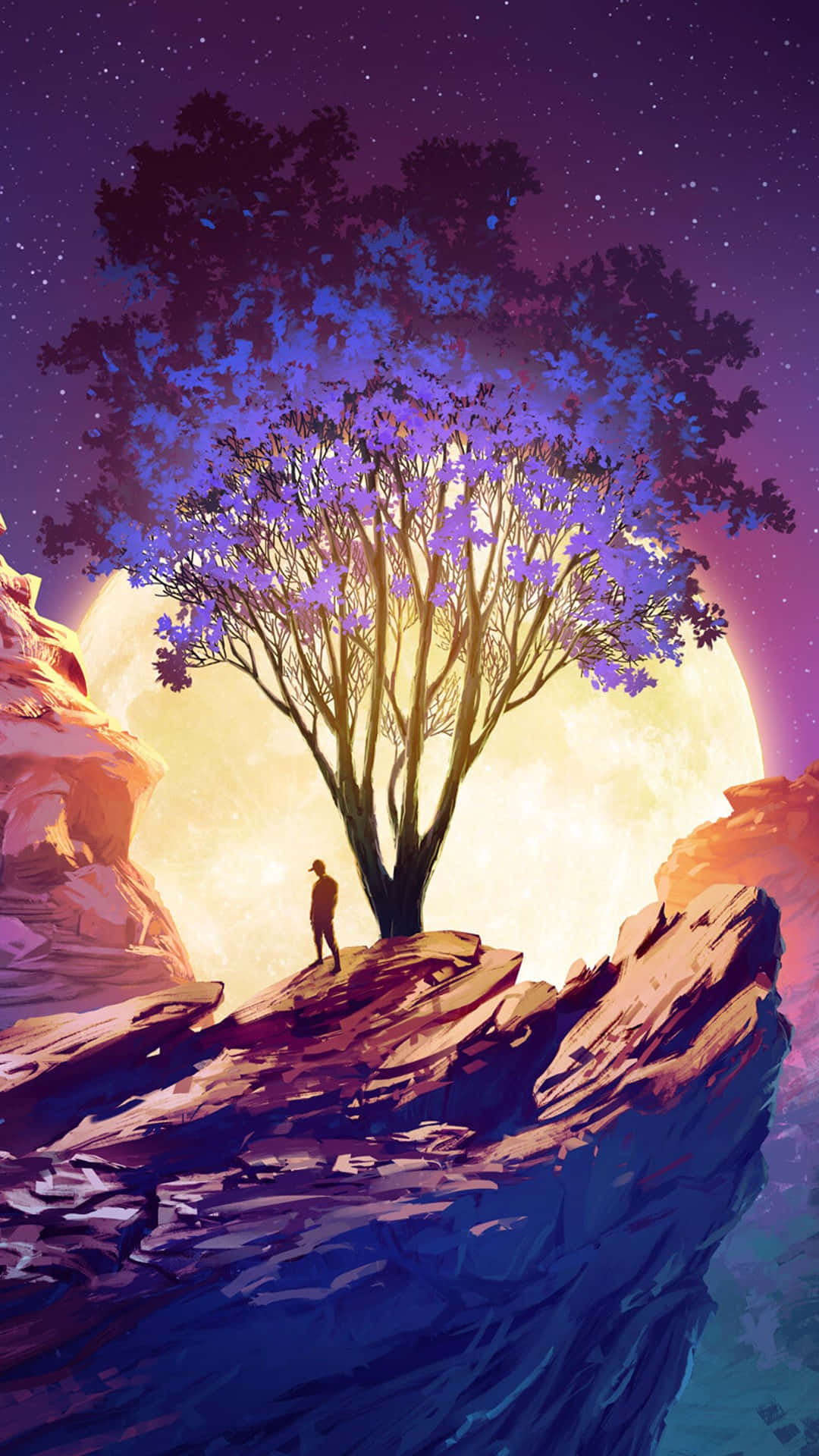 Mystical_ Tree_ Sunset_ View Wallpaper