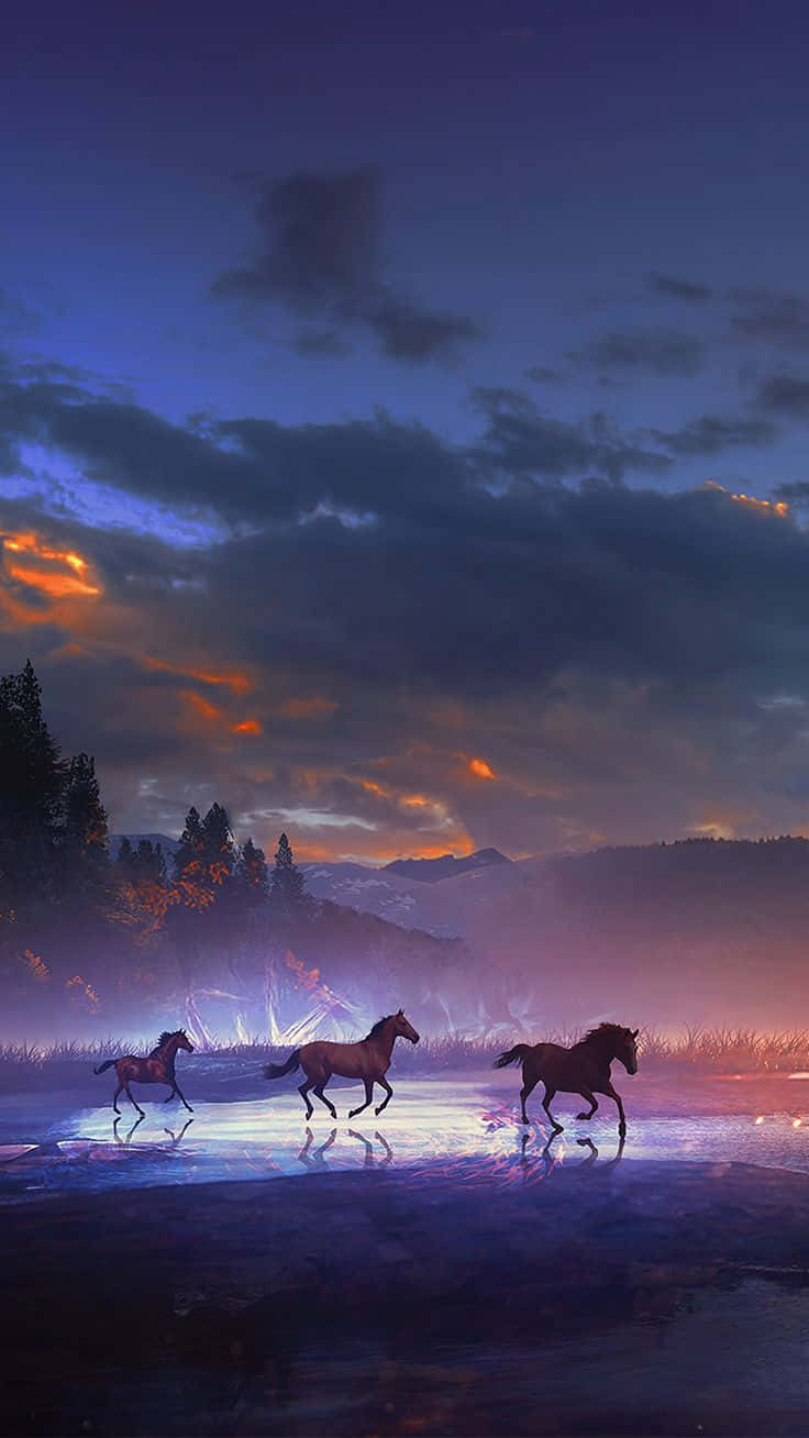 Mystical_ Twilight_ Horses Wallpaper