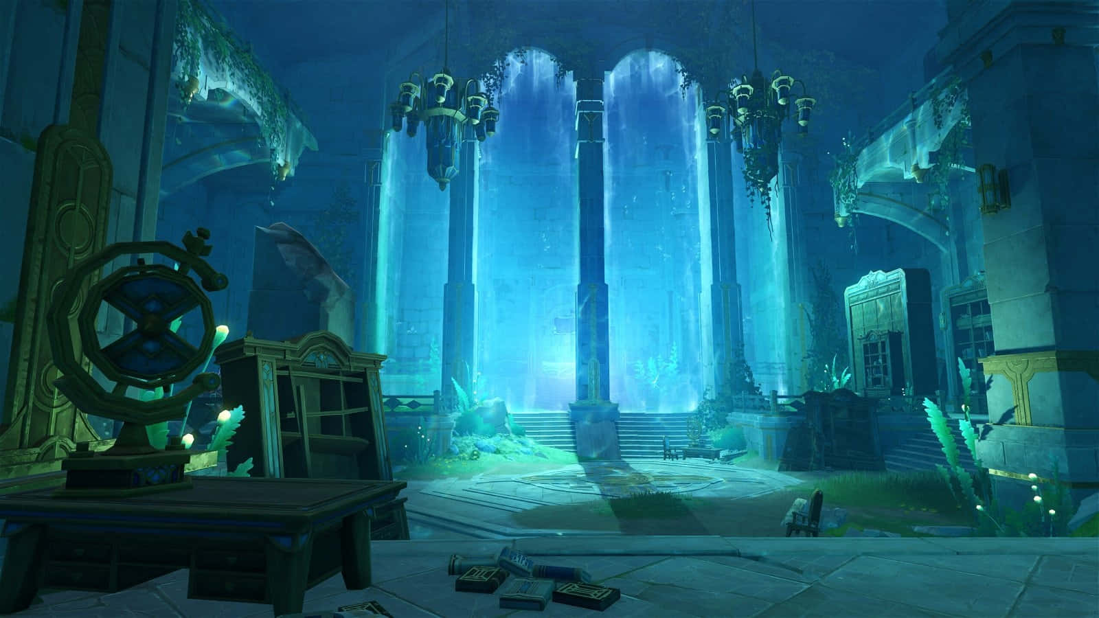 Mystical Underwater City Hall Wallpaper