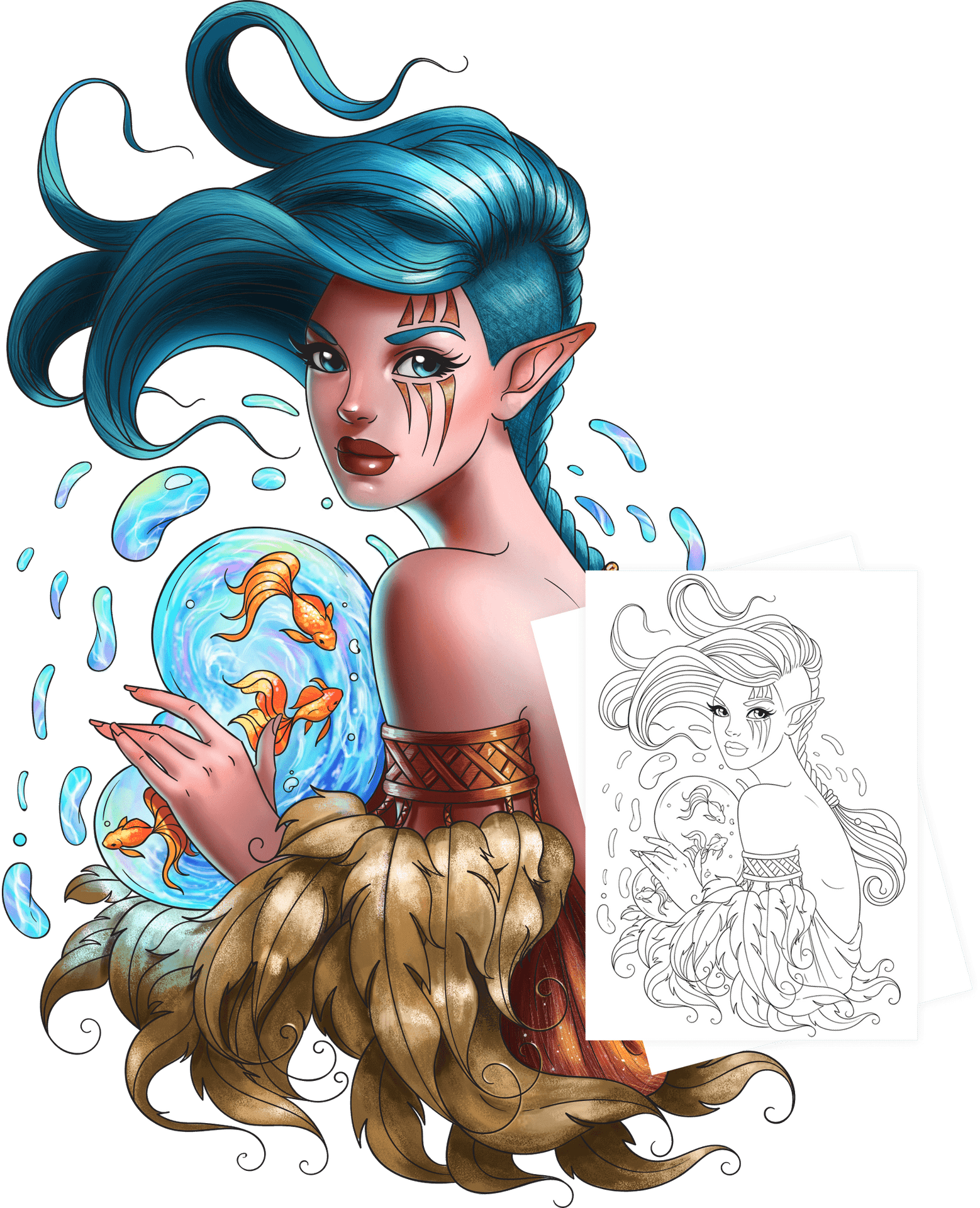 Mystical_ Water_ Nymph_with_ Orb PNG