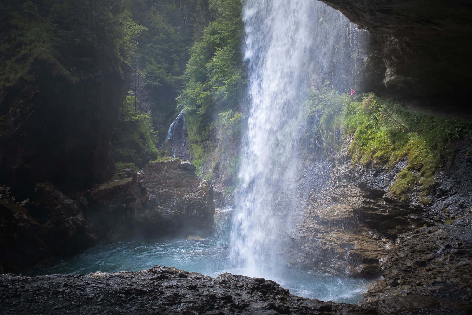 Mystical_ Waterfall_ Gorge_ Glarus Wallpaper