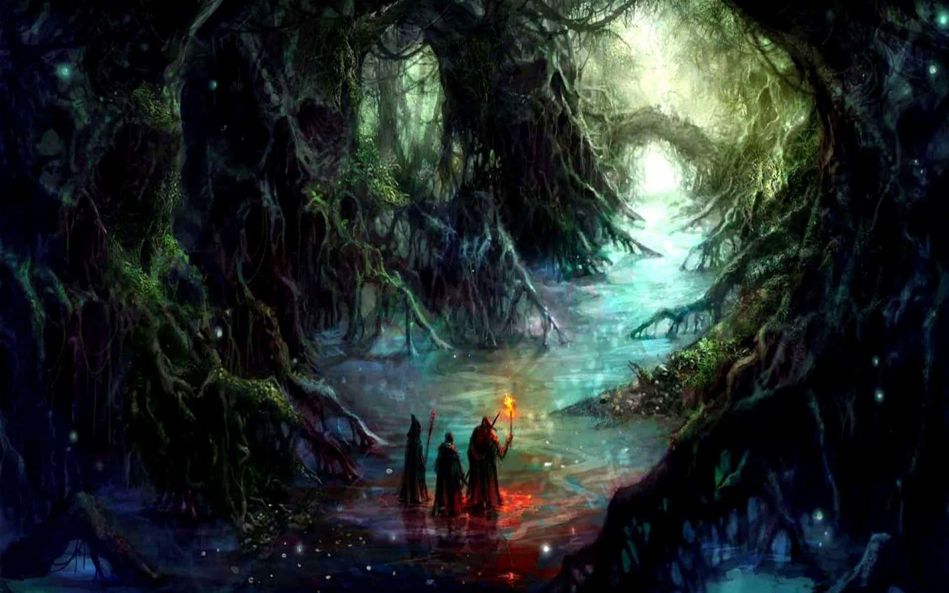 Mystical Waterfall Kingdom Wallpaper