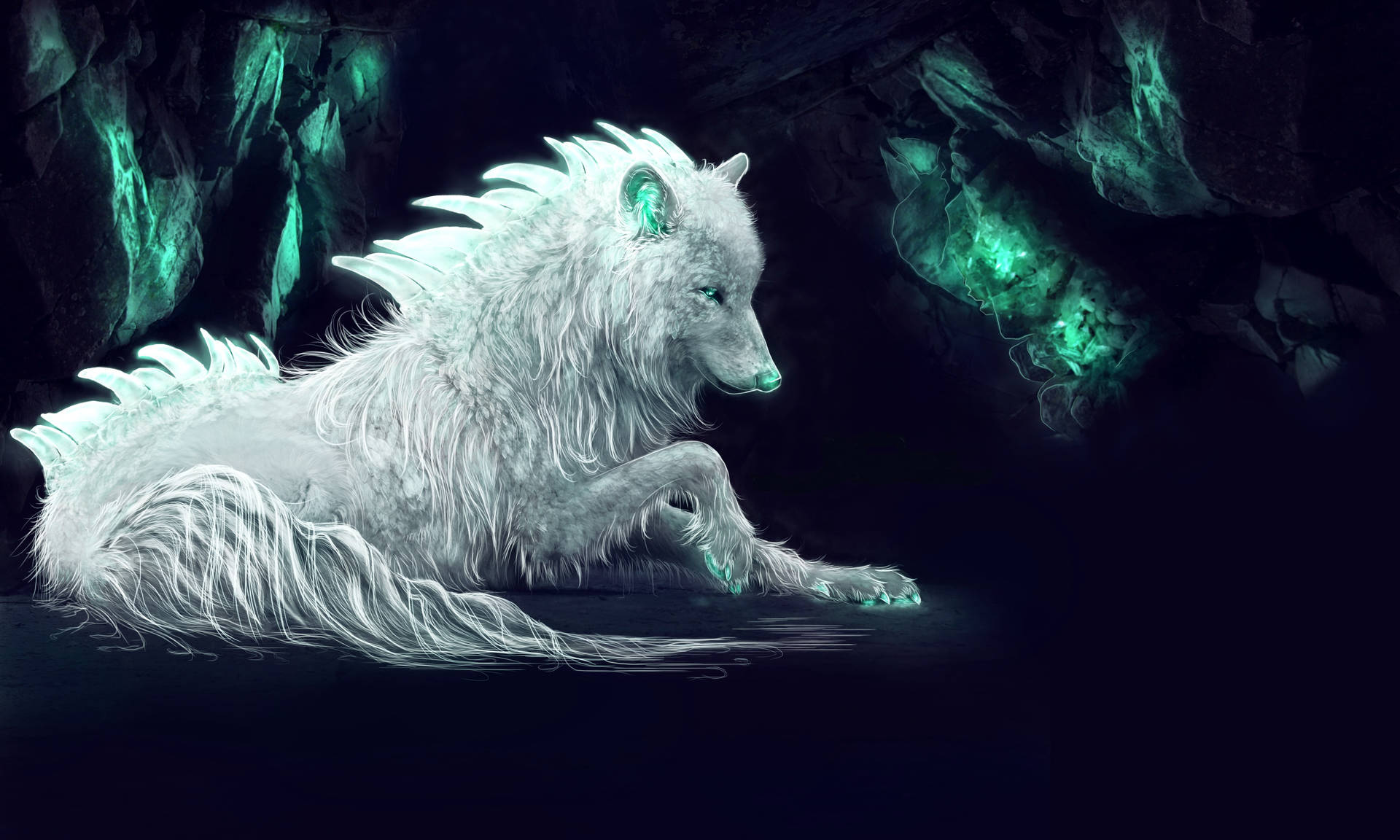 Mystical White Galaxy Wolf Wallpaper