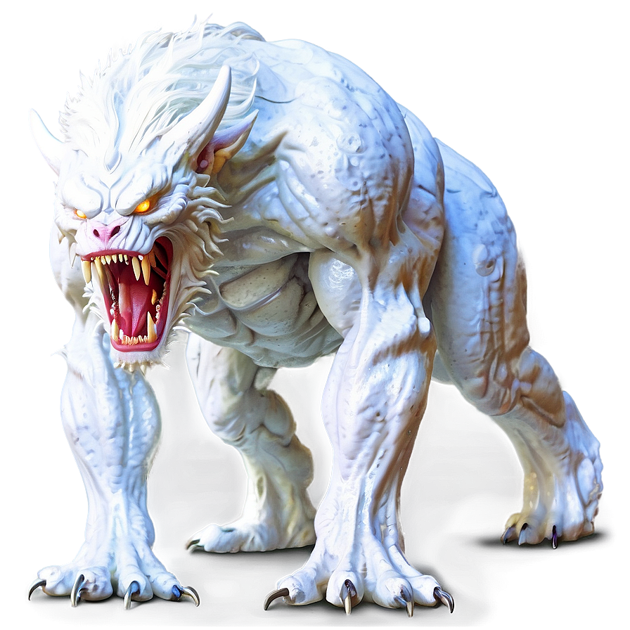 Mystical White Monster Beast Png 06212024 PNG