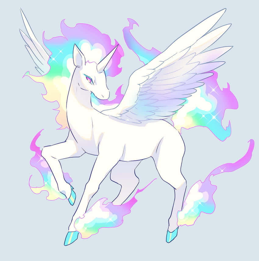 Mystical Winged Unicorn Illustration Wallpaper