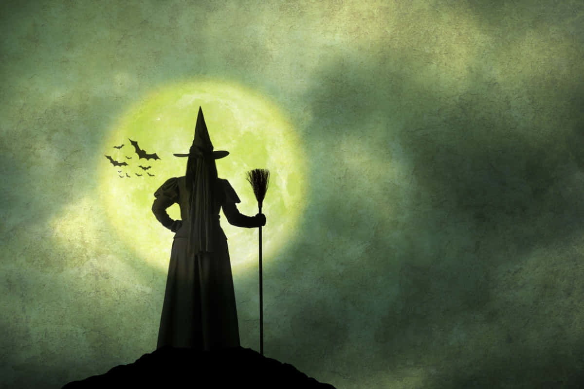 Mystical_ Witch_ Silhouette_ Moonlight Wallpaper