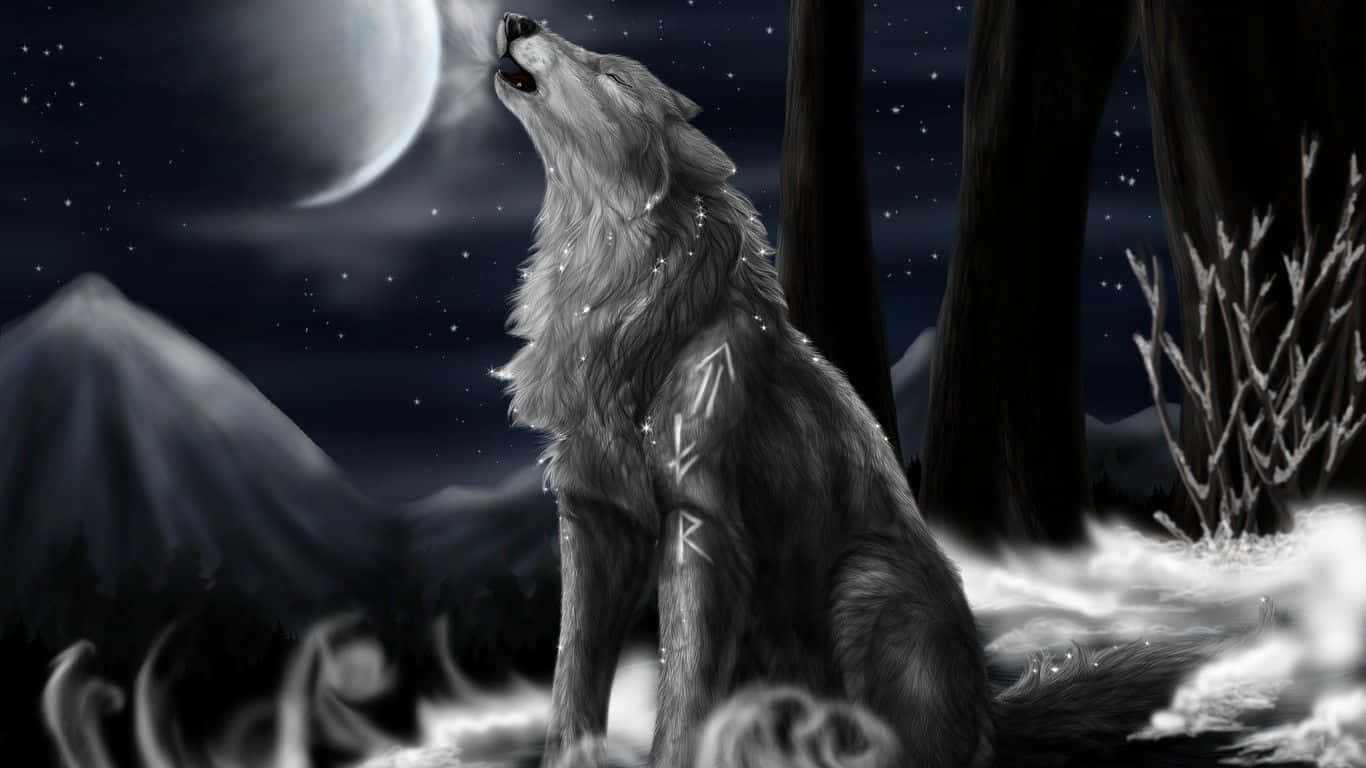 "An Enchanting Mystical Wolf" Wallpaper