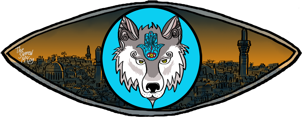 Mystical Wolf Eye Cityscape PNG