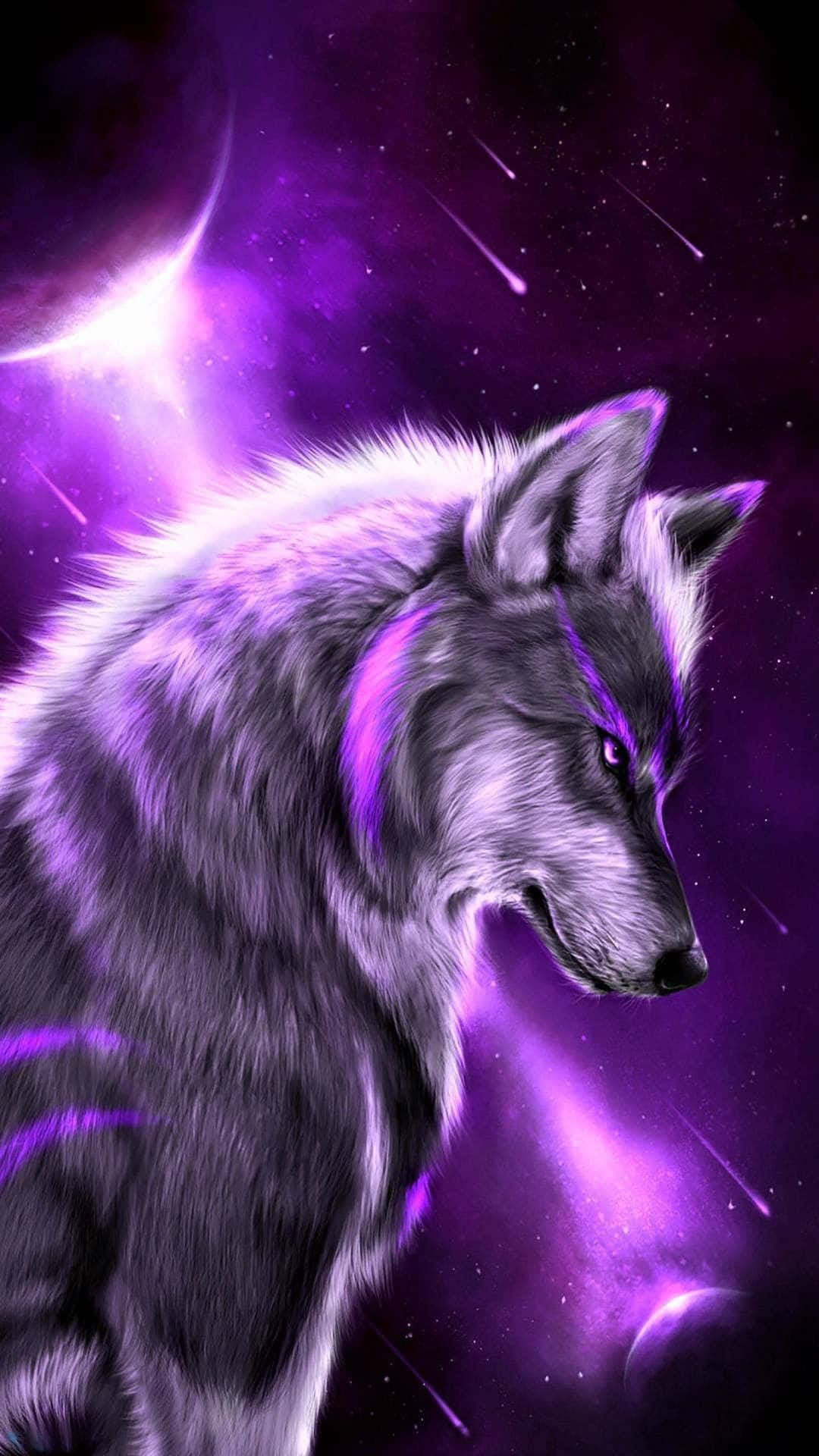 Mystical Purple Wolf Wallpaper