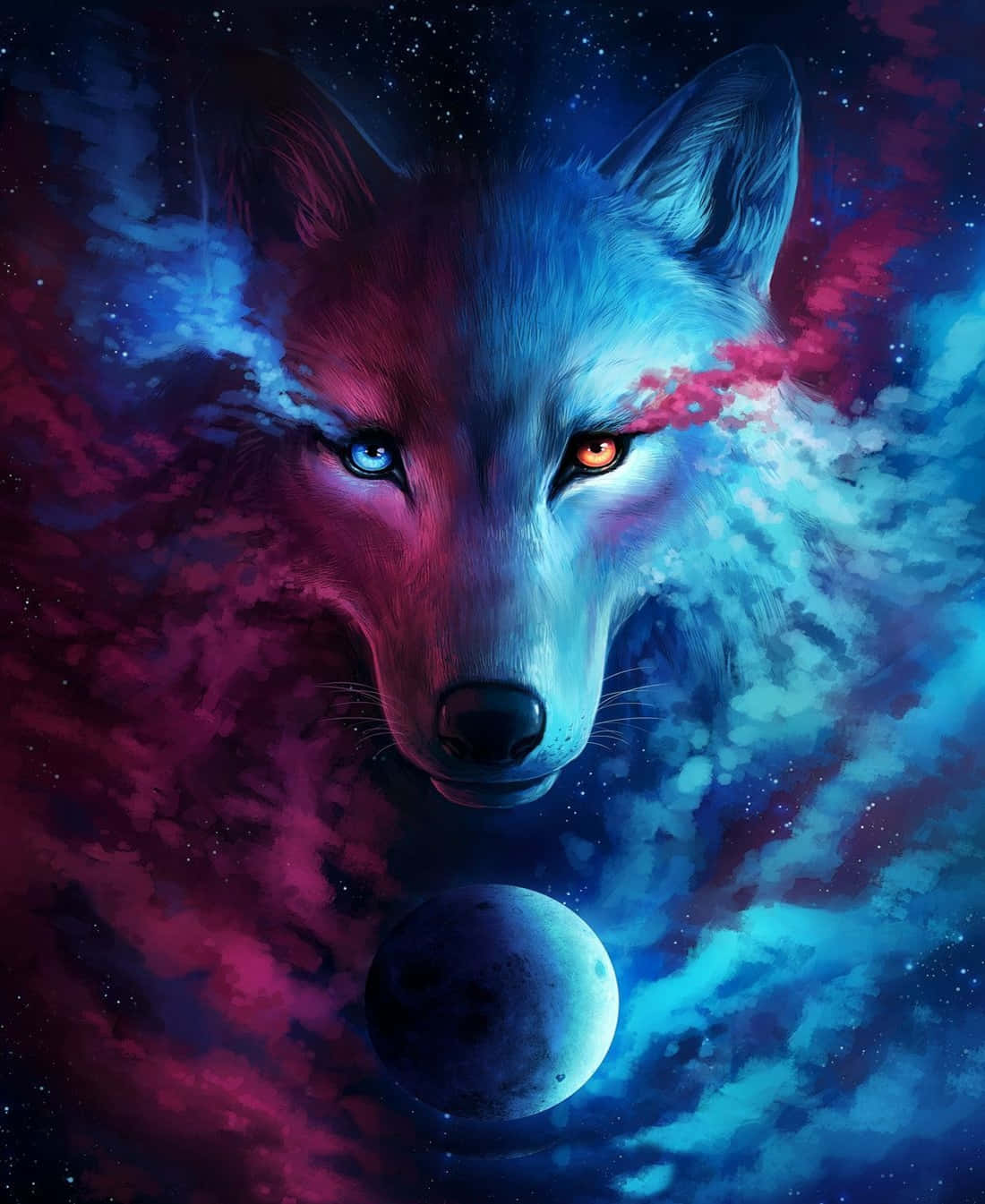 Mystical Luna Wolf Wallpaper