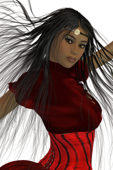 Mystical_ Woman_in_ Red_ Dress PNG