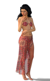Mystical_ Woman_in_ Red_ Skirt PNG
