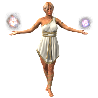 Mystical_ Woman_ With_ Energy_ Orbs PNG