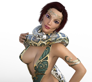 Mystical_ Woman_with_ Snake PNG