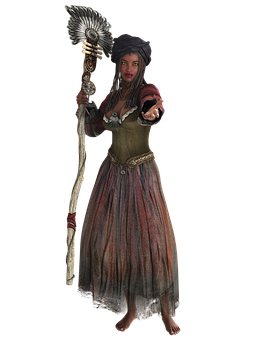Mystical Womanwith Staff PNG