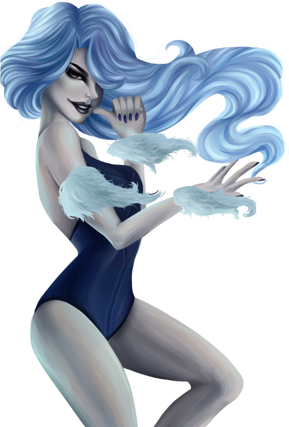 Mystical_ Blue_ Haired_ Woman PNG