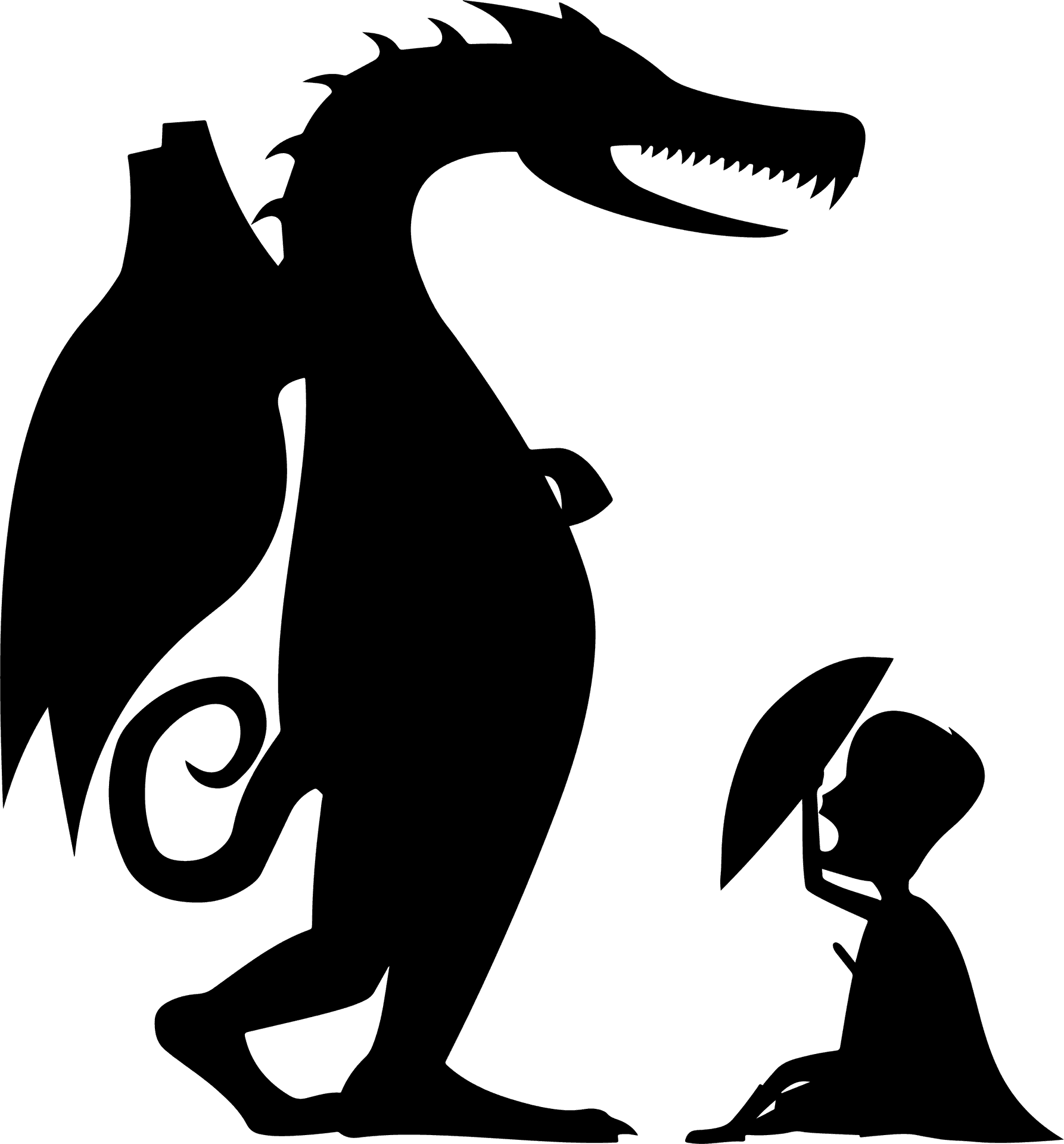 Mystical_ Dragon_and_ Child_ Silhouette PNG