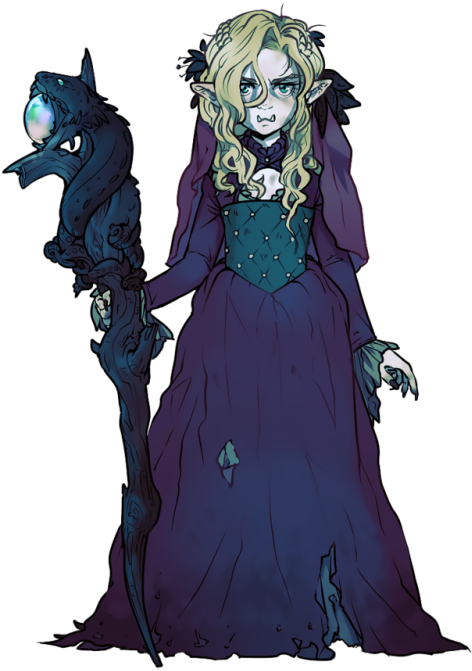 Mystical_ Elf_ Sorceress_with_ Staff PNG