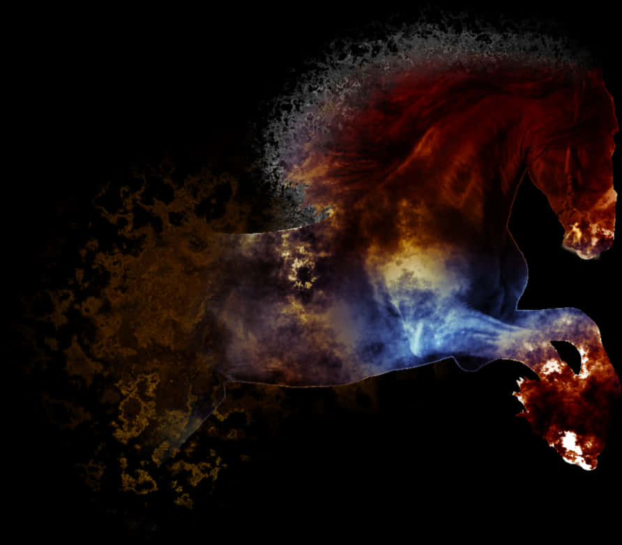 Mystical_ Fire_ Horse_ Abstract_ Background PNG